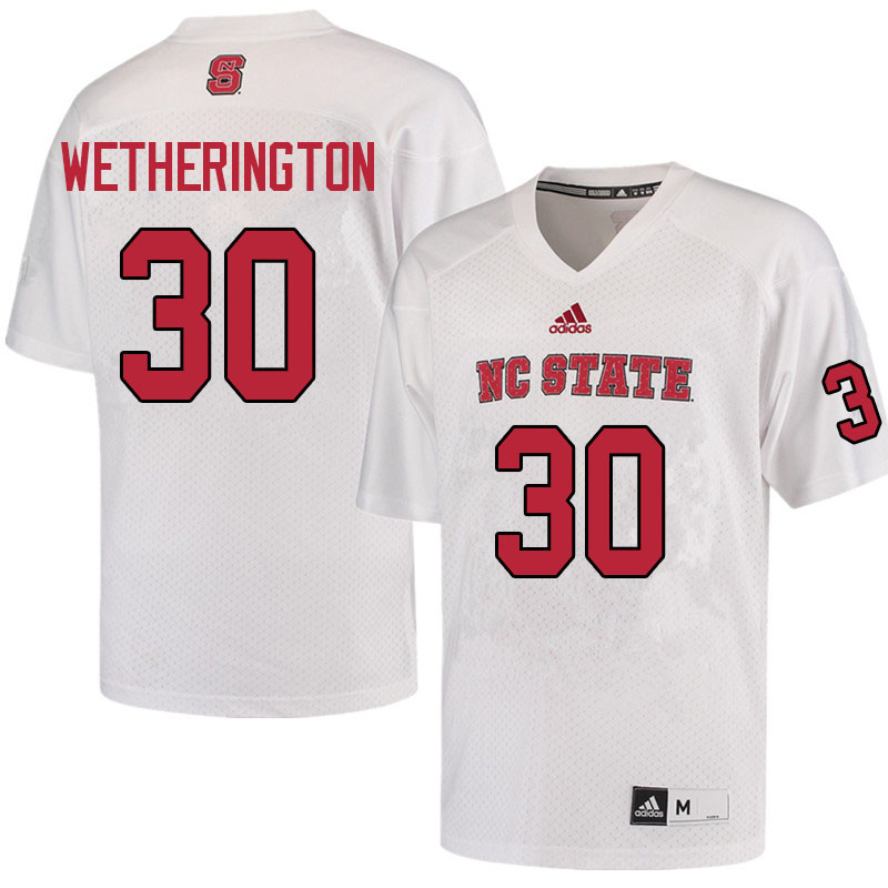 Men #30 David Wetherington NC State Wolfpack College Football Jerseys Sale-White - Click Image to Close